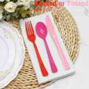 153 Pcs Pink Plastic Silverware Heavy Duty Disposable Tableware Sets Includes Spoons Forks Knives for Mother's Day, Birthday, Bachelor Party, Baby Shower