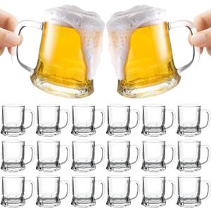20Pcs Mini Beer Mug Shot Glasses,5 Oz Clear Shot Glasses Bulk with Handles, Heavy Base Freezable Beer Mug,Mini Mugs for Holidays, Parties, and Barbecues