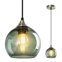 Gray Green Glass Pendant Lights Kitchen Island Lighting Globe Pendant Light Fixtures Modern Pendant Lighting for Kitchen Island Bedroom Living Dining Room Light Fixture(5.9in, 1-Pack)