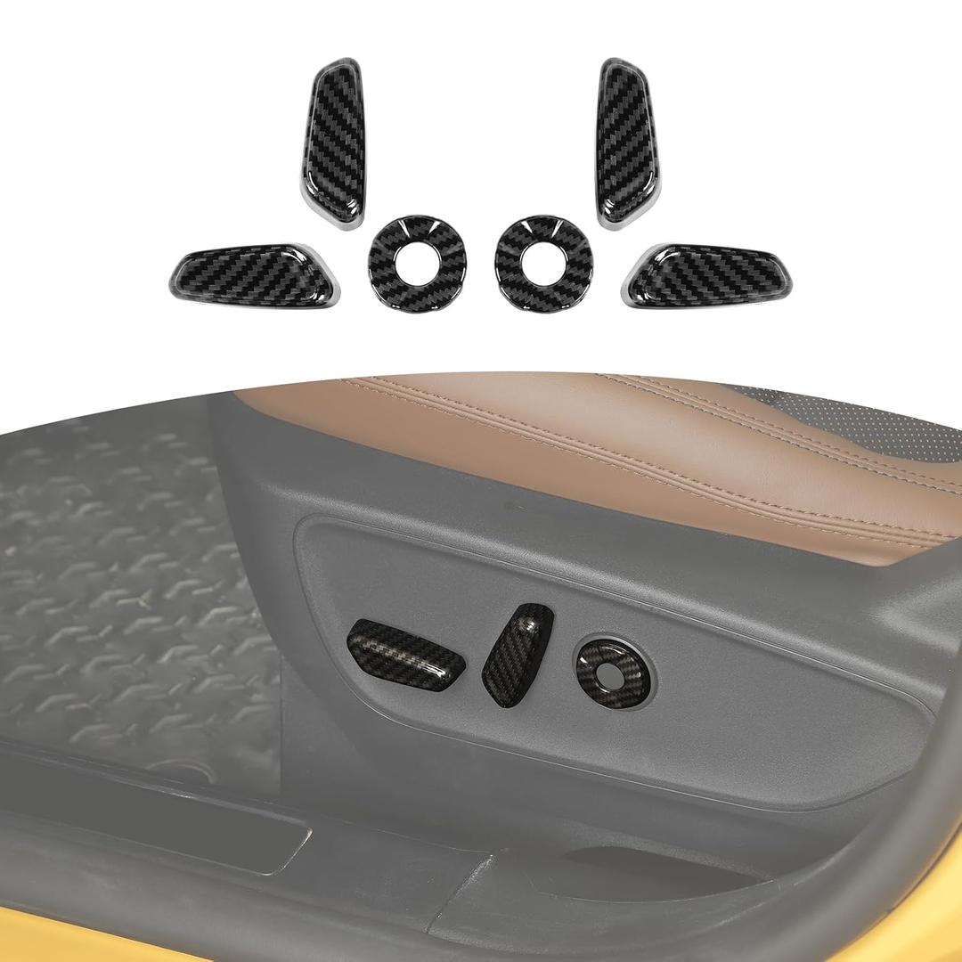 for F150 Power Seat Switch Cover Trim Fit for Ford F150 2015+ for Bronco/Bronco Sport 2021+ for Maverick 2022+ Black Carbon Fiber Interior Accessories 6pcs