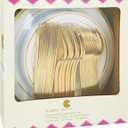 Supernal 60pcs Gold Plastic Dinnerware Set Includes Gold Plastic Plates and Disposable Silverware,Disposable Party Plates and Flatware Service for 12 Guests,Perfect for Birthday,Party,Wedding