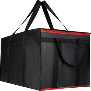 Musbus For Doordash Catering Bag 22x14x13 Black Red Insulated Food Delivery Bag Cooler Bags Keep Food Warm Catering Therma for Doordash Catering Cooler BagsTherma Shopper Hot XXXL 22w x 14 lx 13d