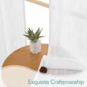 Chyhomenyc White Semi Sheer Curtains 84 Inches Long 2 Panels Set, Light Filtering Faux Linen Slub Textured Burlap Curtain for Bedroom, Elegant Rod Pocket Window Curtains Drapes, Each 42Wx84L