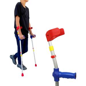 PEPE Mobility Forearm Crutches for Kids (x2 Units) Adjustable Height, Aluminium, Lightweight Elbow Crutches, Coloured, Pediatric Girls and Boys, Made in Europe