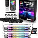 OPT7 Aura DreamColor RGB-IC Car Interior Ambient Light, 6PC Single Row LED Strips, Color Chasing Light Kit w/APP & Remote Control, Universal for Vehicles SUV Truck Pickup Van
