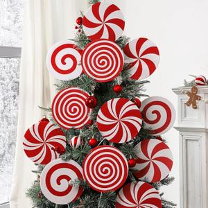 Christmas Decorations Indoor Tree Picks: 12 pcs Large Red White Peppermint Lollipop Christmas Picks for Tree, Cute Candy Picks Ornaments for Xmas Tree Topper Home Office Holiday Party Vase Decor