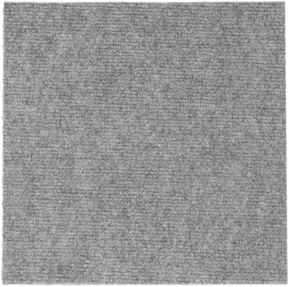 Self Adhesive Carpet Tile, Easy to Peel and Stick Carpet Floor Tile - 12 Tiles/12 sq Ft. (Medium, Grey-White)