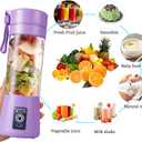 Portable Blender Cup,Electric USB Juicer Blender,Portable Juicer For Shakes and Smoothies, juice,380ml, Six Blades Great for Mixing,light purple