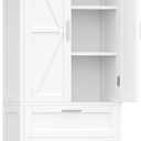 50.4" H Bathroom Storage Cabinet, Modern Floor Cabinet with Adjustable Shelf, Small Pantry with 2 Doors & Drawers, Storage Cabinet for Bathroom, Living Room, Kitchen, White KES007WCWG