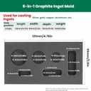 2 Piece MINI Graphite Molds for Casting Gold Silver Aluminum Copper Brass, HOMOMSAE Small High-Purity DIY Metal Ornaments Melting Refining