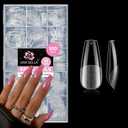 UNA GELLA Soft Gel Medium Coffin Nails Tips, 510Pcs 15 Sizes Pre-Buffed Full Cover False Nails, No File Needed Inner Matte Gel Tips, Clear PMMA Soak Off Acrylic Nail Extensions for DIY Nail Art