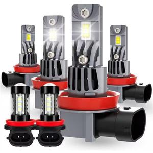 Replacement Bulbs for Nissan Maxima 2016-2018, High Low Beam Bulbs, Fog Light, 6500K Cool White, Flicker-Free, 50000 Hours Lifespan, Plug and Play, 6 PCS