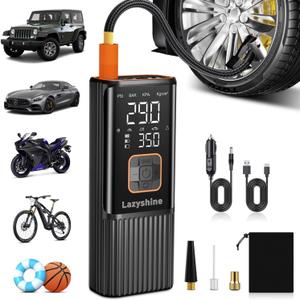 Tire Inflator Portable Air Compressor - Air Pump for Car Tires Dual Mode 9000mAh & 12V DC, 150PSI Electric Bike Tire Pump with Pressure Gauge for Bicycle Motorcycle Ball, Gifts for Car Owner (Black)
