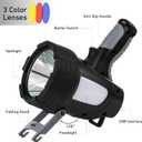 LBE Rechargeable Spotlight Outdoor, 2,000,000 Lumens Led Spotlight Flashlight with Cob Light and Foldable Tripod, 6 Modes Waterproof Handheld Spot Light for Outdoor Marine Boating Hnting