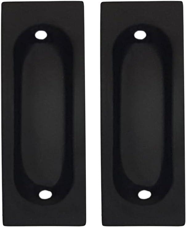 QCAA Solid Brass Rectangular Flush Pull, 3x1-1/8x3/8", Matte Black, 2 Pack