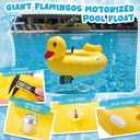 Hungdao Inflatable Duck Motorized Pool Float for Adults Electric Pool Lounger with Dual Motors, Cup Holder, Handle & Rechargeable Battery (Not Air Pump) Ideal for Outdoor Swimming Parties(48"L x 48"W)