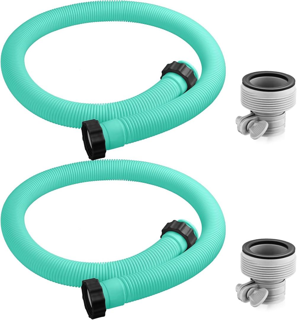 Jadive 2 Pcs Upgrade 1.5" x 59" Pool Hose for Above Ground Pools Pool Pump Replacement Kit Pump Filter Accessories with 2 Type B Hose Adapters(Teal)