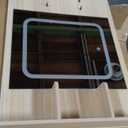 Fluted Vanity Desk with Mirror and LED Lights, Glass Top Makeup Vanity with 5 Drawers, Light Brown