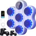 Smart Music Boxing Machine for Adults & Kids - Wall Mounted Boxing Machine with LED Lights, 9 Speed Modes, 2 Gloves & Extra Straps - Type-C Charging - Home & Gym Boxing Equipment (White Blue)