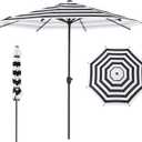 Abba Patio 9FT Lyon Outdoor Patio Umbrella Outdoor Table Umbrella with Crank Market Umbrella 8 Sturdy Ribs UV Protection Waterproof and Push Button Tilt for Garden Deck Backyard Pool,Black & White Stripe