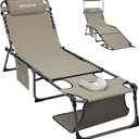 KingCamp Lounge Chair with face Hole & Canopy Shade, 400LBS Folding Portable Tanning Chair with face Hole, Adjustable 5-Position Foldable Beach Sun Tanning Chair for Outside Beach Patio Outdoor Pool