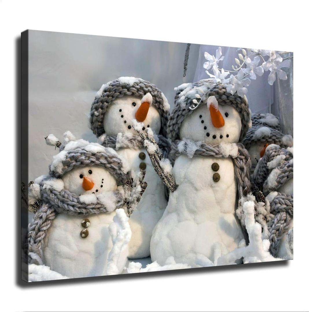 Winter Theme Beautiful and Funny Snowman Winter Scenery Posters Prints Artwork for Living Room, Bathroom, Bedroom, Home (0812 Inch Unframed)