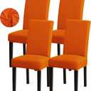 Sufdari Dining Chair Covers,Kitchen Chair Cover,Parsons Chair Slipcover,Spandex Chair Protectors for Dining Room Stretch Chairs Cover Set of 4 -Orange