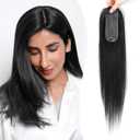 Urbeauty Hair Toppers for Women Real Human Hair for Thinning, 16 inch 2x5Silk Base Upgrade Topper, Clip-in Volume Enhancer, Natural-Looking, No Glue, Breathable, Lightweight (#1B)