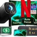 Built-in Battery Portable Projector with WIFI and Bluetooth, Built-in Stand 270 Tilt, 3ft Short Throw for 150" Display, 1080P Supported & 350 ANSI, for Home Outdoor Ceiling and Floor Movie Watching (Black)