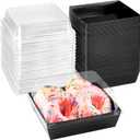 Ocmoiy Small Charcuterie Boxes with Clear Lids, To Go Paper Disposable Food Containers, 5 Inches Bakery Dessert Boxes for Sandwich, Cookie, Pastry, Cake Slice (Black, 100ct)