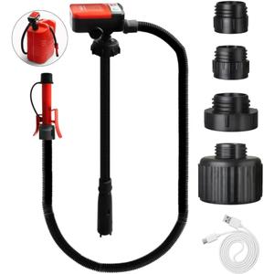 Fuel Transfer Pump - USB Charging Electric Gas Pump for Gas Can - Gas Transfer Pump Battery Powered with Automatic Shut Off Nozzle, Fix Clip, Extra Long Hose Gas Can Jug Tank For Gasoline