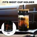 32 oz Glass Tumbler with Handle, Iced Coffee Cup with Bamboo Lid and Straws, Reusable Clear Glass Water Cup With Silicone Bumper - Fits in Car Cup Holder, Dishwasher Safe, BPA Free - Black