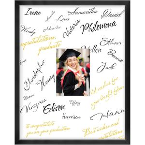 LaVie Home 16x20 Wedding Signable Picture Frame – Black 16x20 Frame Wood Displays 5x7 Pictures with Mat, for Graduation Wedding Signatures, Anniversary Keepsake Picture Frame