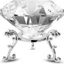 Luomorgo 1 Set Crystal Diamond Paperweight with Stand, Clear Diamond Paperweight Decorations for Office Home Decor Ornaments (100mm)