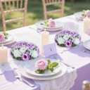 BLOSMON Fake Flowers Ball Wedding Centerpieces 10 Pcs Lilac Rose Babys Breath Artificial Flowers Center Pieces Decoration for Table Silk Kissing Floral Bouquet Arrangements for Home Party DIY Decor