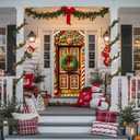 Christmas Tree Door Banner Fabric Decoration for House, Doorway, and Wall, 71 x 35 Inch (01)