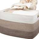 OIAHOMY 118L Extra Large Blanket Basket, Rectangle Woven Cotton Rope Storage Basket,Used for storing Dirty Clothes, Stuffed Animal Toy Storage for Living Room,Kids Room,25" x 17" x 16", Gradient Brown