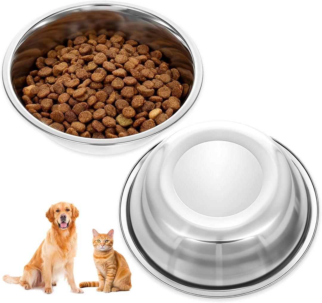 2 Pack Stainless Steel Dog Bowls 7 Inch Metal Dog Food Bowls Pet Feed Water Bowl for Large Medium Small Dogs, Thickened Durable Replacement Bowl for Elevated Stand, Kitten, Puppy