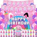 2 x DollHouse Birthday Party Supplies, Cartoon Doll House Party Decorations Set Include Banner, Backdrop, Cake Toppers Balloons for Boys Girls Cat Theme Party