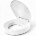 Huttdmel Round Raised Toilet Seat for Seniors, 2.8" Elevated Toilet Seat Riser, Soft Close, Quick Release, Non-Slip, Heavy Duty Bathroom Seat for Elderly, Disabled & Limited Mobility,White