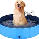 Dog Pool Foldable pet Pool Dog Swimming Pool pet Swimming Pool PVC Non-Slip for All Kinds of Pets (32x8in) (Blue)