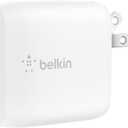 Belkin 40W Dual Port USB C Wall Charger Block - USB C Fast Charging for Apple iPhone, iPad, Samsung Galaxy Phone, & More - Programmable Power Supply Tech - Folding Prongs - White, Belkin BoostCharge 3.3FT