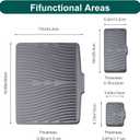 Dimeho 3 PCS Silicone Dish Drying Mat for Kitchen Counter Raised kitchen Sink Mat Heat-resistant Drain Pad Dishes Non-Slip Fast Self-Draining Dish Drying Pad Dryings Rack with Built-in Drain (Grey)
