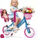 WinHope Fairy Girls Bike with Doll Seat, 12-20 Inch Kids Bike for Ages 2-12Dual Brake with Training Wheels / Kickstand & Streamers Birthday Gift for Toddler Outdoor Riding, Multiple Colors