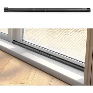 Sliding Door Security Bar, 17.1-51" Adjustable Lock Bar with Rubber Tips, 1.25" Thickened Metal for Sliding Window & Door, Black, Fortify Your Home Entry Points