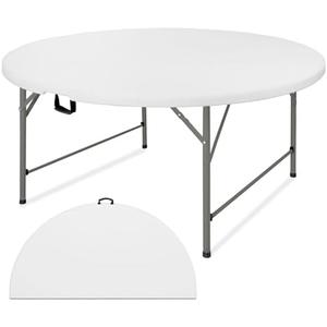JALANCY 5 FT Round Folding Tables with Carrying Handle 60 inch Heavy Duty Portable Plastic Commercial Table Steel Legs for Party, Dining, Wedding, Events, Picnic Indoor, Outdoor (White,1 Pack)