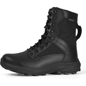 Tactical Boots For Women 8 inch Women's Lightweight Combat Motorcycle Boots Zipper Military Work Boots Desert Emt Boots (7.5, Black)