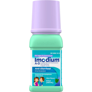 Imodium A-D Children's Liquid Anti-Diarrheal Medicine with Loperamide HCl, Oral Solution for Diarrhea Symptom Treatment & Control for Kids Ages 6+, Mint Flavor, 4 fl. oz