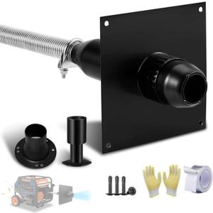 Generator Exhaust Extension Kit, Generator Muffler Silencer Kit, All-in-One Kit w/Heat Insulated Thru-Wall Plate, 2x Universal Adapter for Most Portable Generators, 55% Noise Reduced
