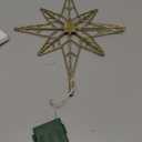 hogardeck Christmas Tree Topper, 11 Inches Lighted Gold Glittered 8-Point Star Tree Topper, 30 LED Sparkling Tree Toppers Christmas Decorations, Battery Powered Timer Xmas Treetop Star Decor